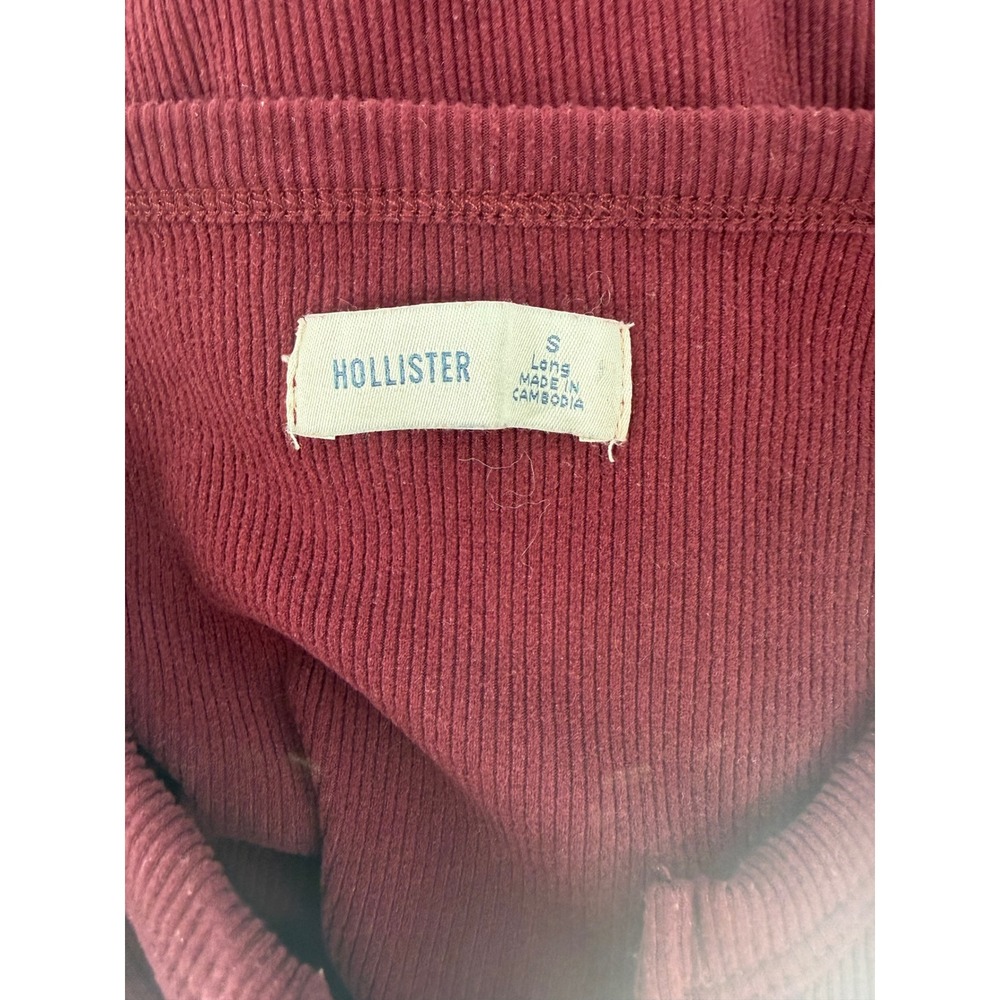 Hollister Bella Swan Twilight Ribbed Henley Crop Top Women's Small Burgundy Y2K - Picture 4 of 4